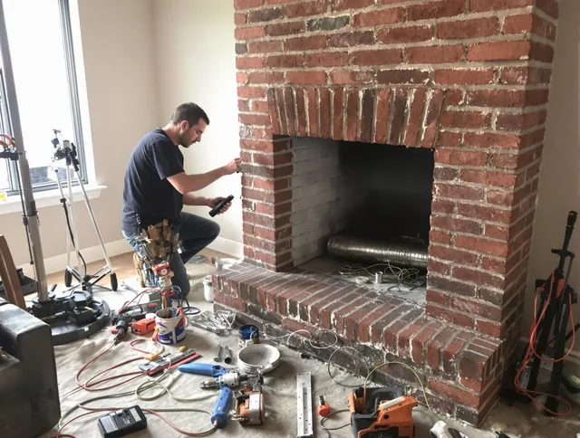 Newtown Chimney Sweep specialist finalizing chimney liner service in Newtown, CT