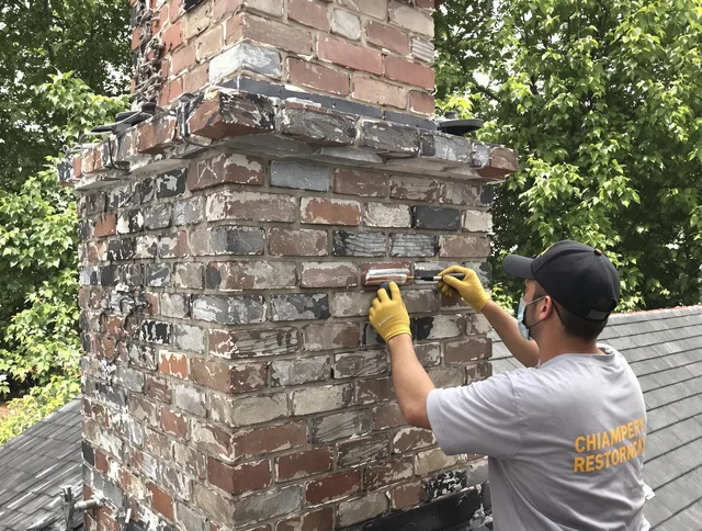 In-progress chimney restoration by Newtown Chimney Sweep in Newtown, CT