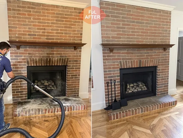 Newtown Chimney Sweep carefully sanitizing a fireplace in Newtown, CT