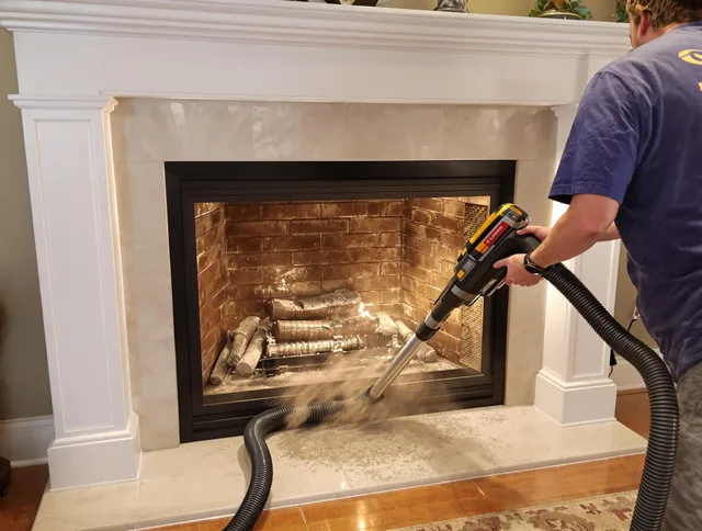 Fireplace cleaning performed by Newtown Chimney Sweep in Newtown, CT